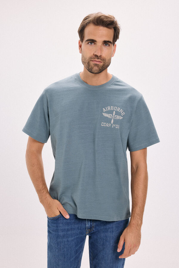 Jack & Jones T-shirt básica com estampado frontal Azul