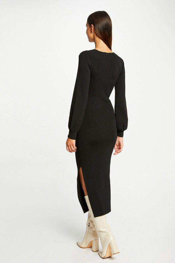 Morgan Vestido longo de malha justa Preto