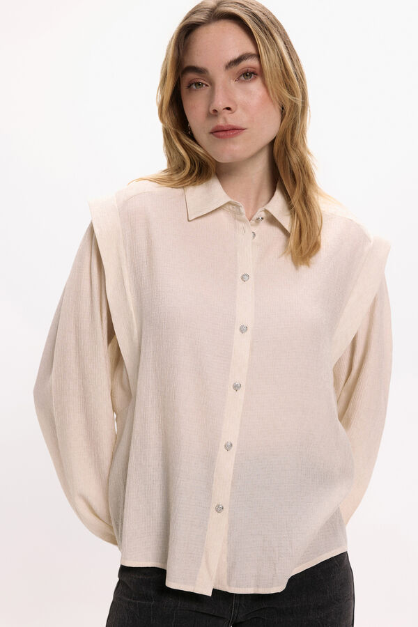 Vila Blusa de viscose com detalhes em lurex Cinzento