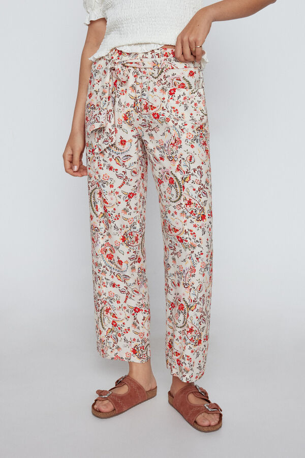 Cortefiel Wrinkled effect trousers Ivory