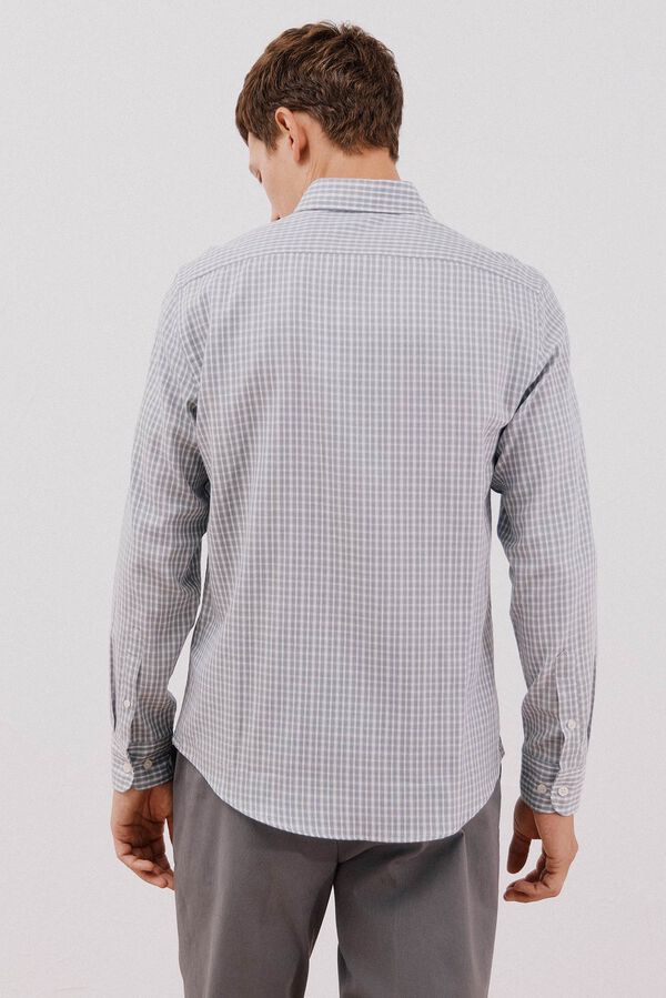 Cortefiel Tencel cotton plaid shirt Grey