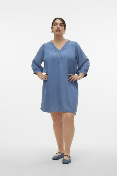 Cortefiel Plus size tunic with 3/4-length sleeves  Blue