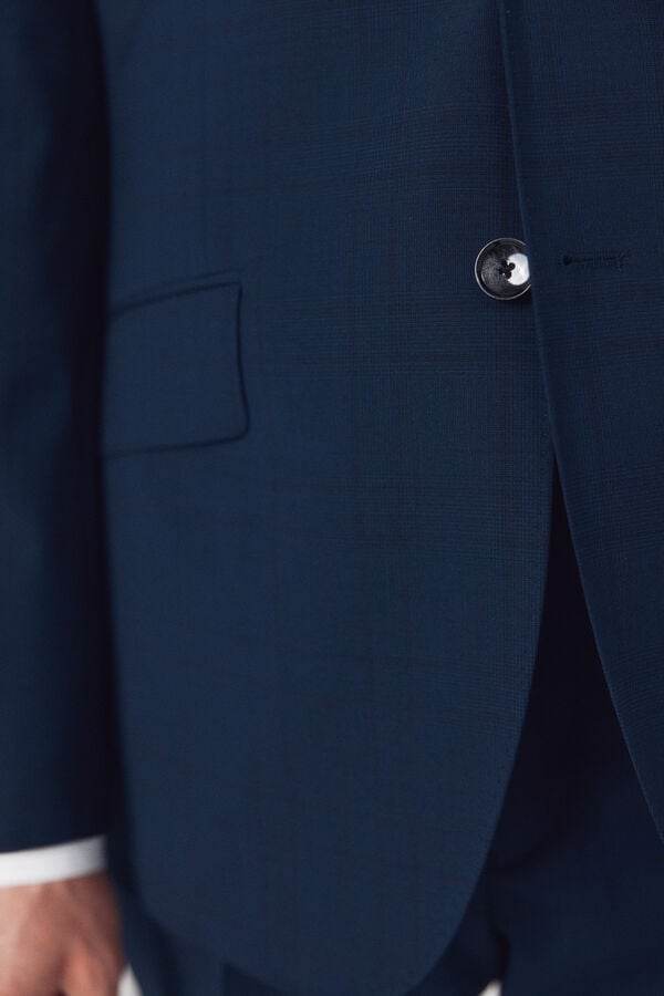 Cortefiel Blazer Dynamic Blue Checkered Blue