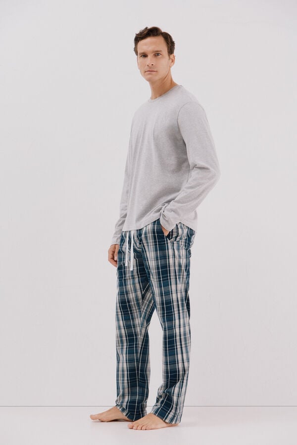 Cortefiel Jersey-knit and cloth pyjama set Grey