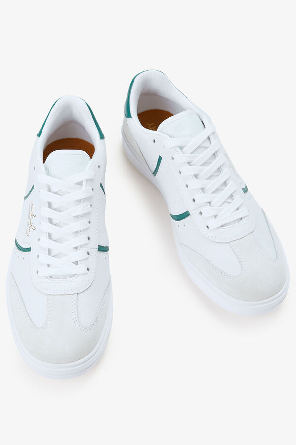 Fred Perry Tênis B4 em couro/camurça com relevo Branco
