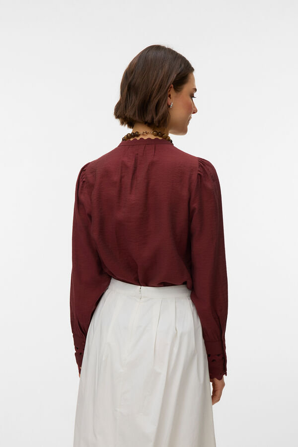 Vero Moda Long sleeve openwork details shirt Brown