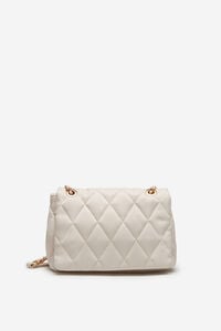 Cortefiel Quilted crossbody flap bag Ivory