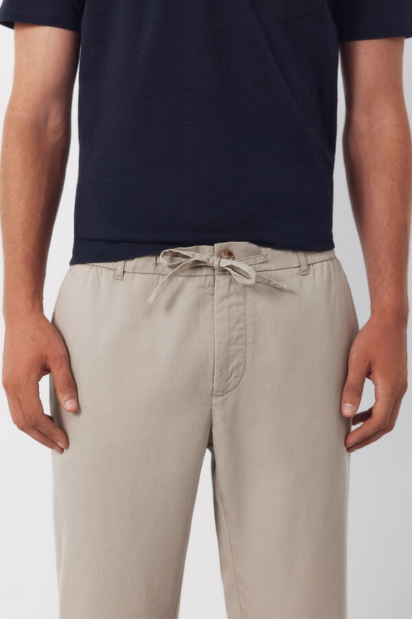 Cortefiel Tapered Tencel Cotton chinos Trousers Beige