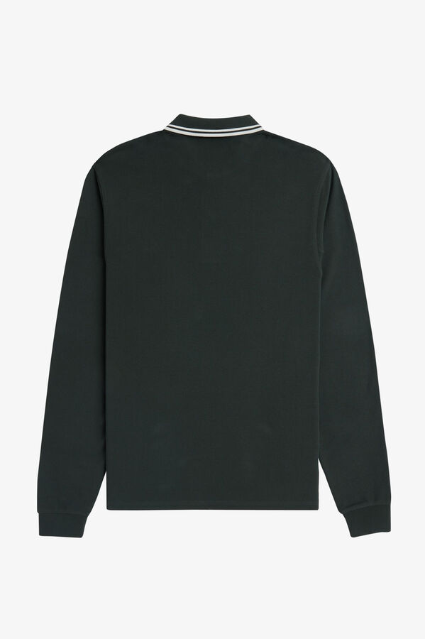 Fred Perry Polo piqué de manga comprida masculina Verde