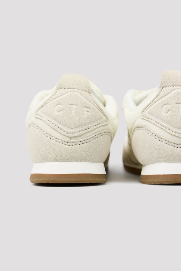 Cortefiel Fabric and split leather trainers White