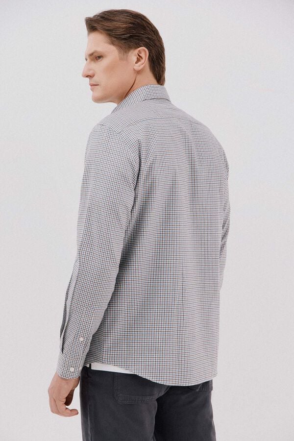 Cortefiel Checked twill shirt Blue