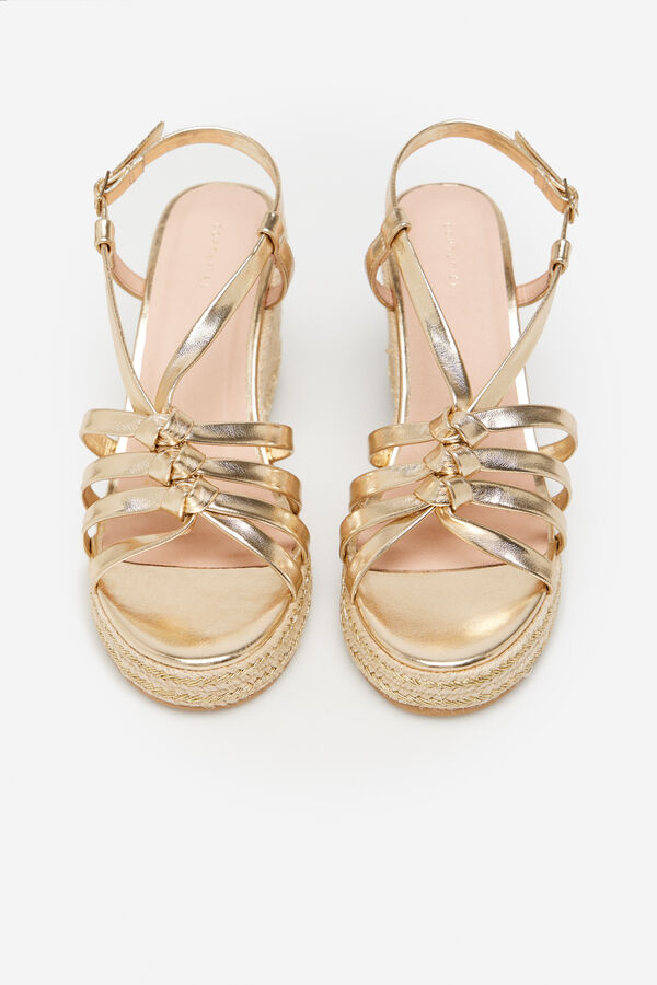 Cortefiel Wedge sandal with knot detail Gold