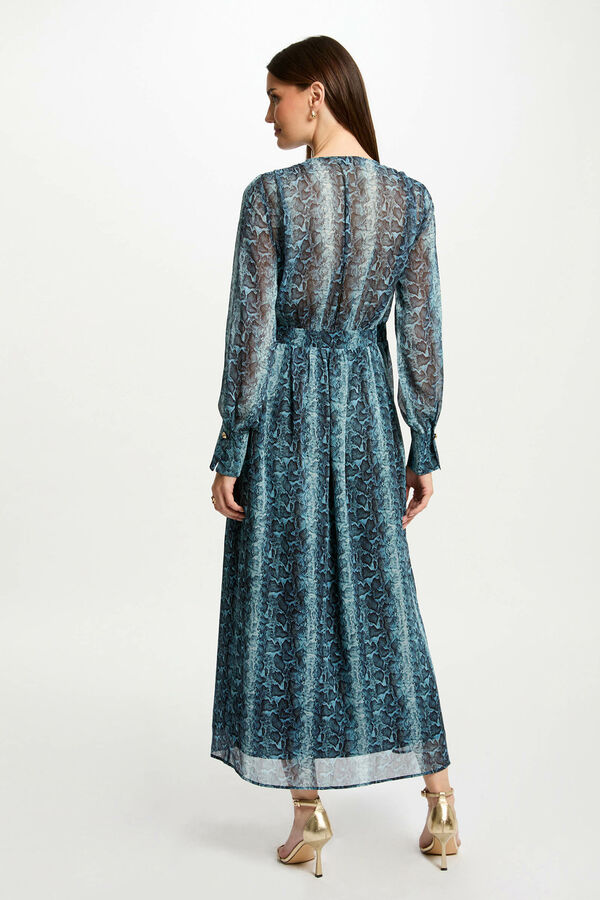 Cortefiel Long wrap dress Printed blue