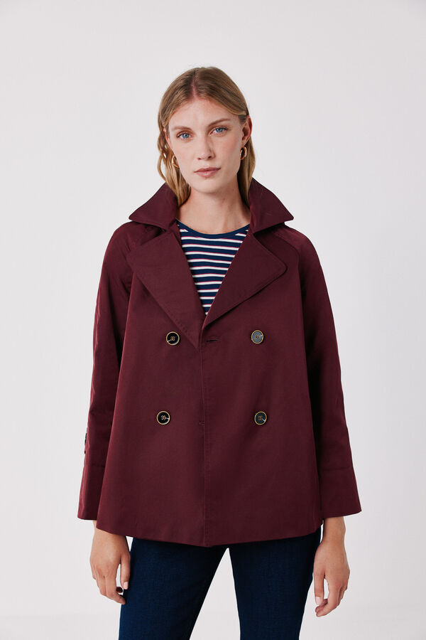 Cortefiel Short flared trench Maroon