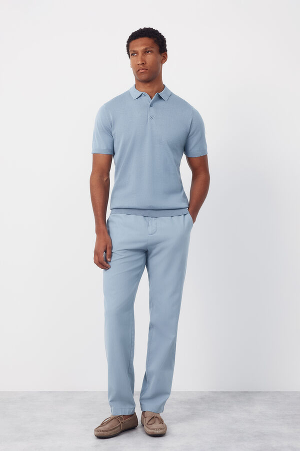 Cortefiel Basic short sleeve polo shirt Blue