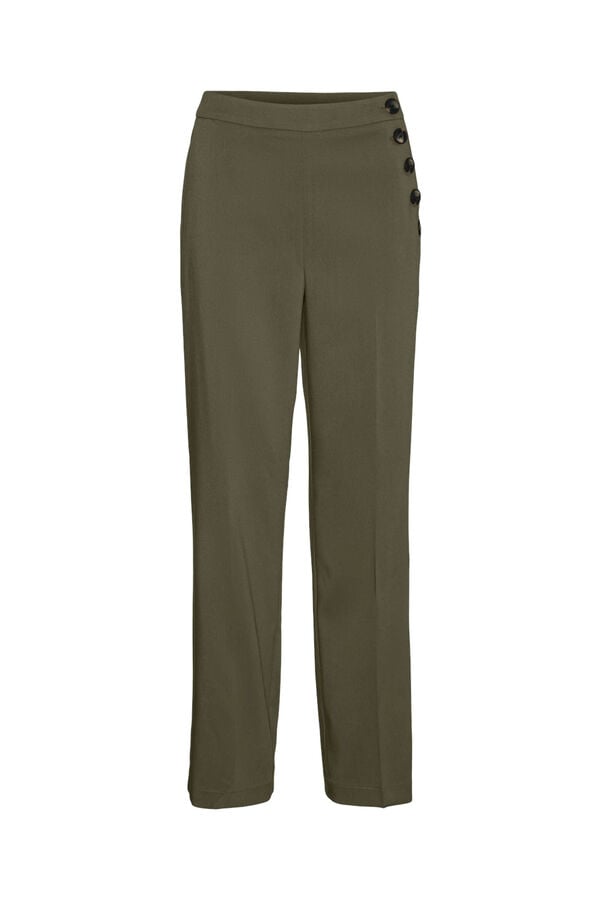 Cortefiel Straight pants with buttons detail Dark green