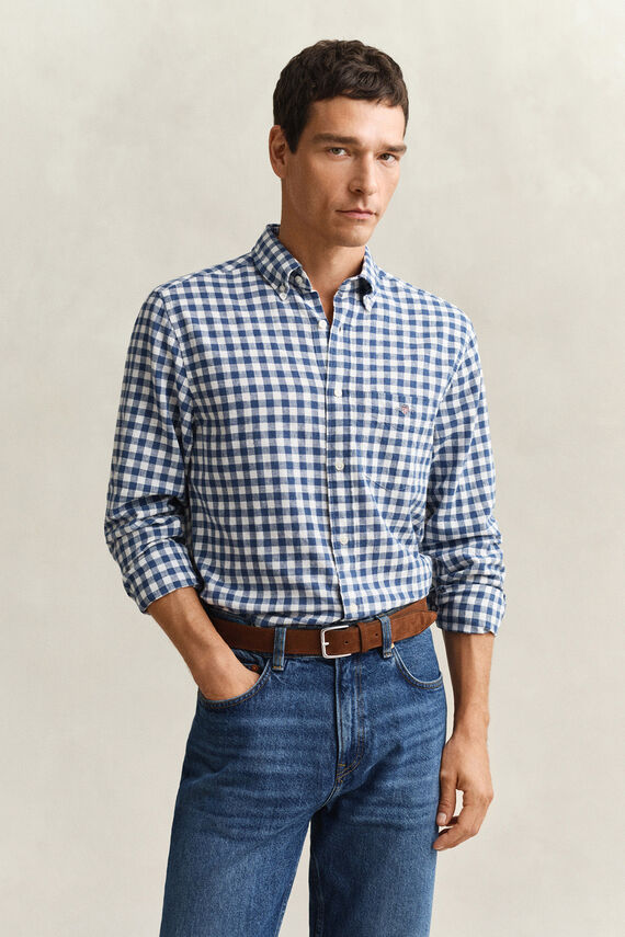 Camisa Regular Fit de algodón y lino