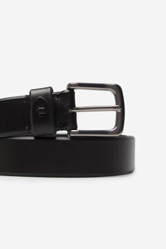 Cortefiel Plain leather belt Black