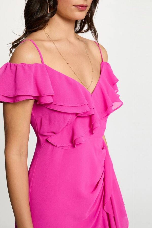 Morgan Vestido midi reto com folhos Subiu