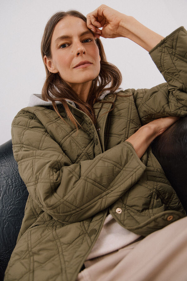 Cortefiel Short hood sweatshirt anorak Kaki