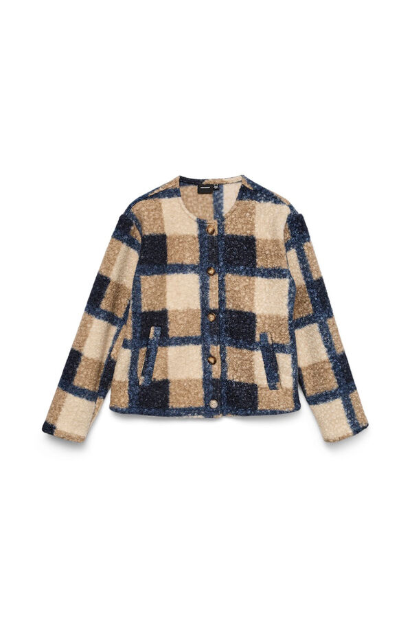 Vero Moda Casaco de borrego com estampado xadrez Azul