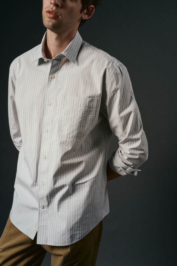 OOTO Structured striped shirt Blue