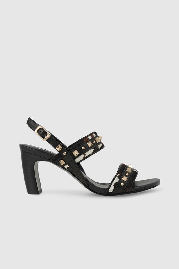 Sandalias en piel combinado efecto animal print