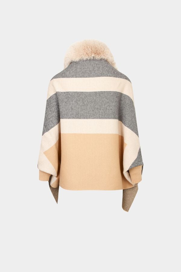 Morgan Poncho com detalhes em faux-fur Multicolorido