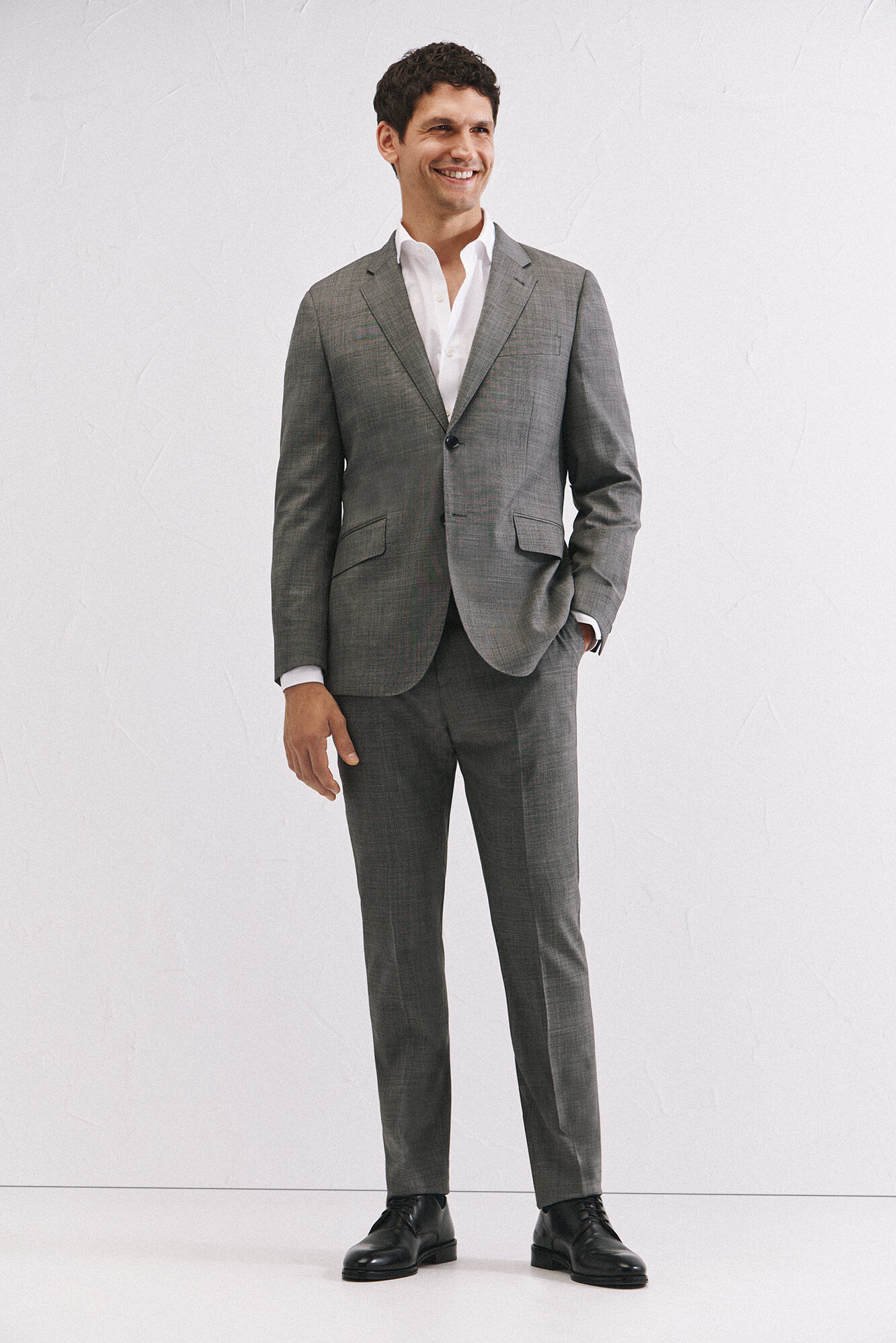 Cortefiel Slim fit grey structured trousers