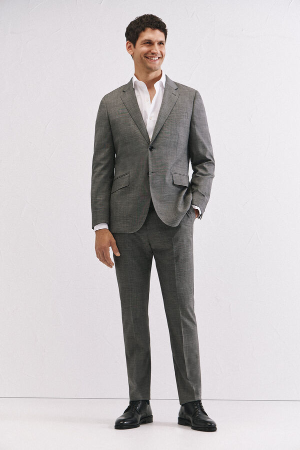 Cortefiel Slim fit grey structured trousers Grey