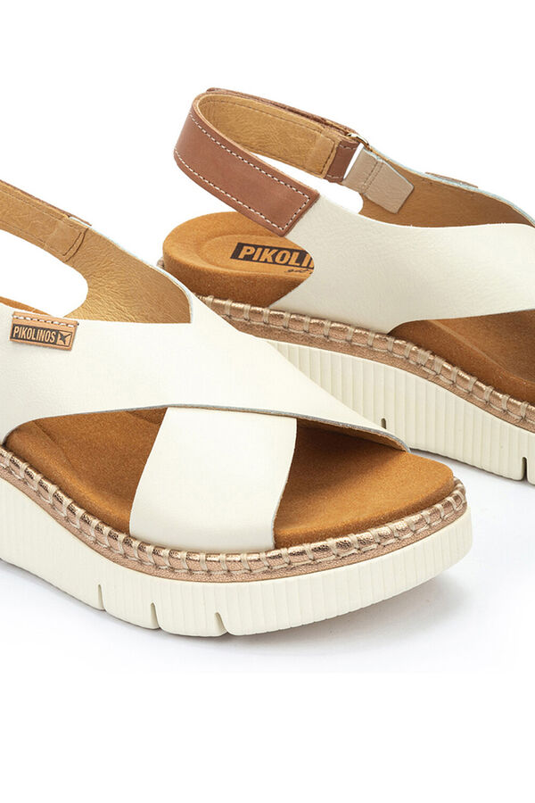 Pikolinos Sand&aacute;lias de cunha com fecho aderente para mulher Branco