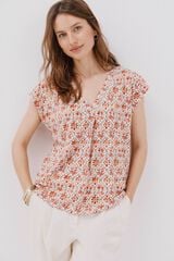 Cortefiel Camiseta bico com detalhe de renda Multicolorido