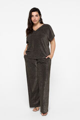 Vero Moda Curve Pantalón fluido de lurex talla grande Negro