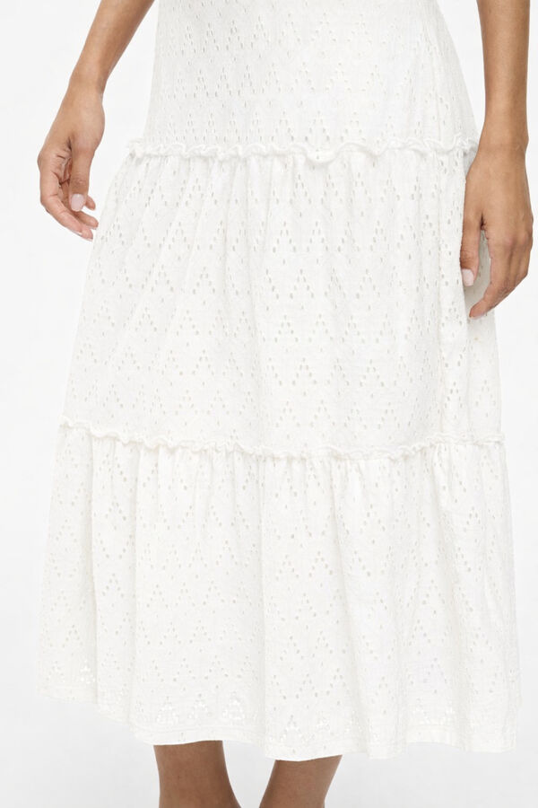 Vila Falda midi con calados de algod&oacute;n Blanco