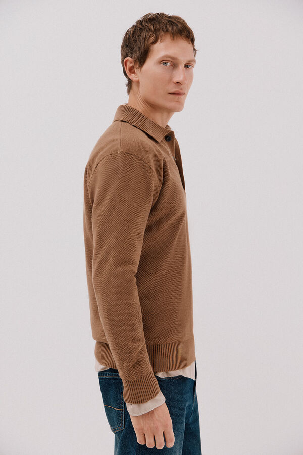 Cortefiel Structured wool sweater  Beige