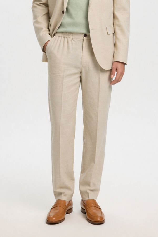 Selected Cal&ccedil;a de linho de vestir Tostado
