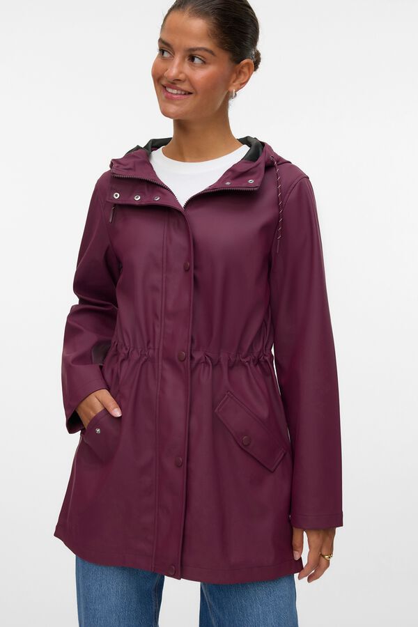 Vero Moda Adjustable hood raincoat Maroon
