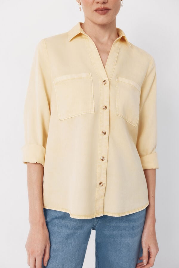 Cortefiel Tencel denim shirt Gold
