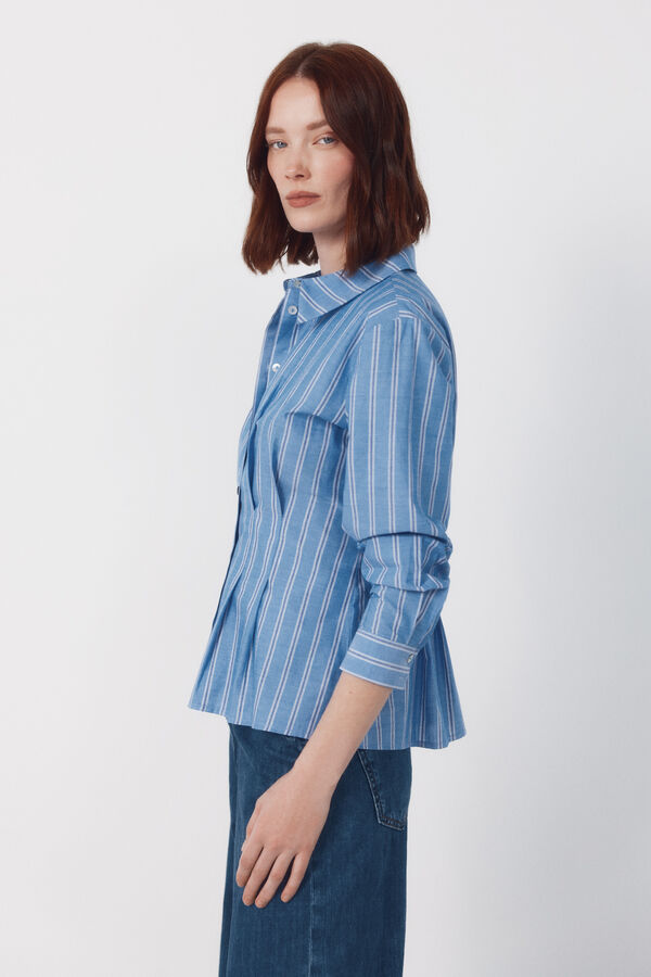 Cortefiel Fitted striped shirt Printed blue