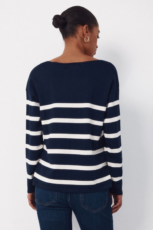 Cortefiel V-neck jumper Printed blue