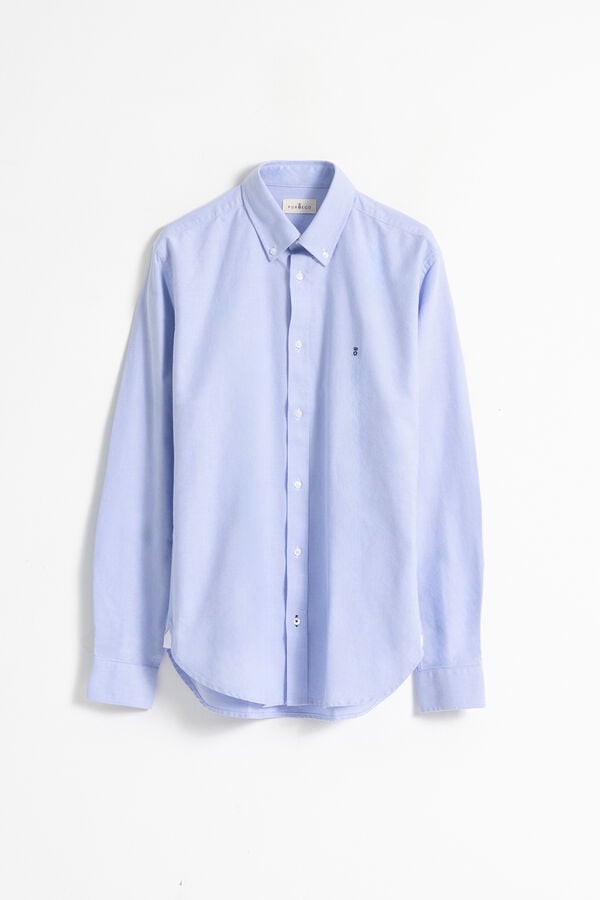 PuroEGO Camisa oxford de algodão slim fit Azul