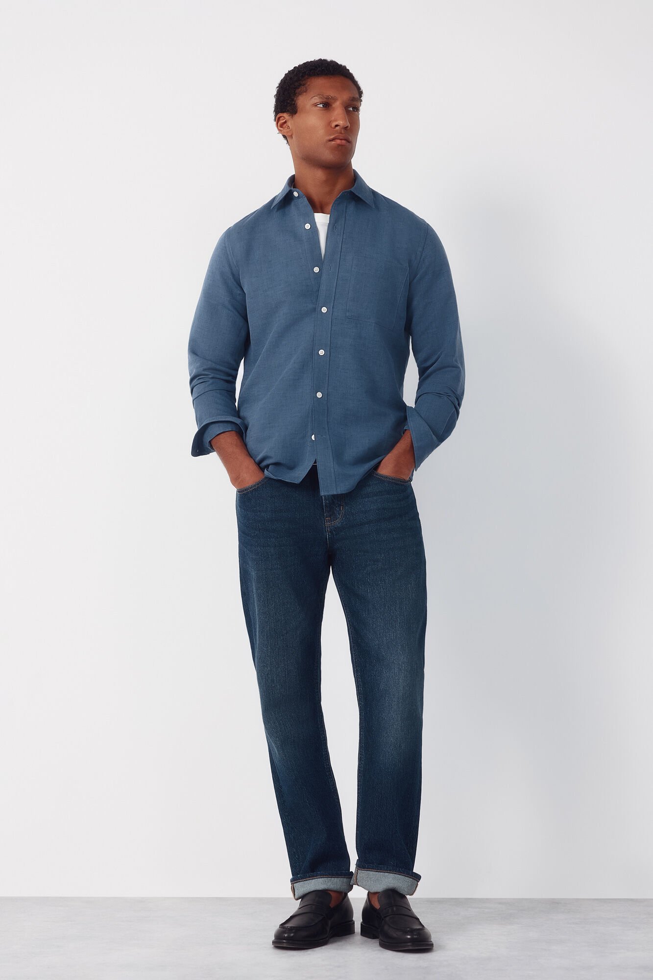 Cortefiel Plain linen cotton shirt