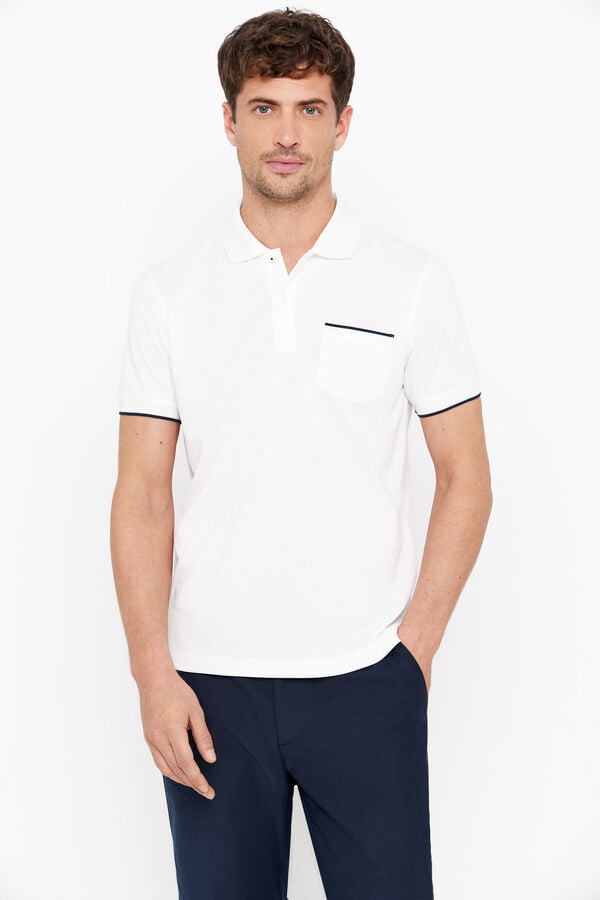 Cortefiel Coolmax® polo shirt with tipping White