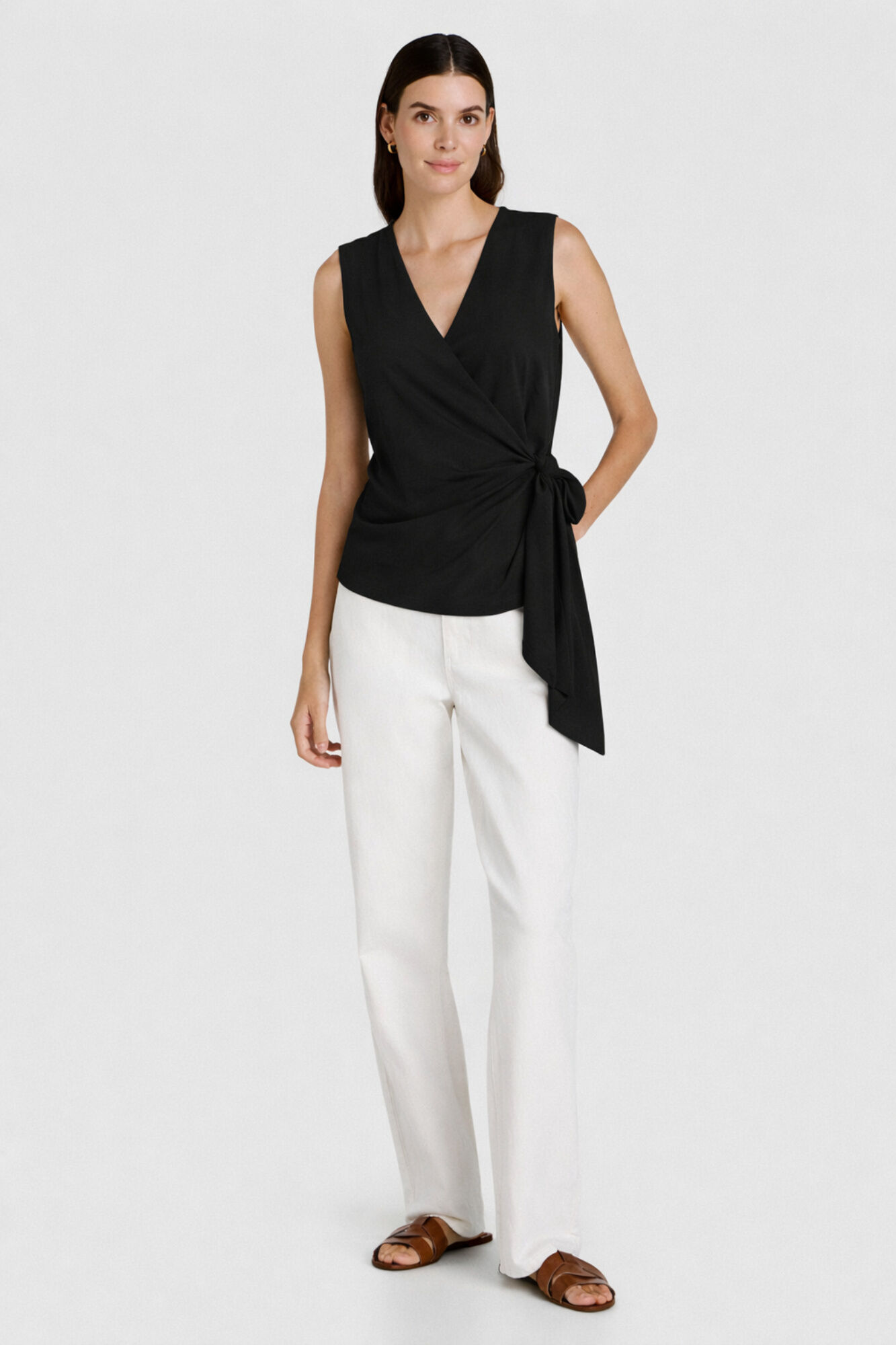 Vila Top de linho com la&ccedil;ada lateral