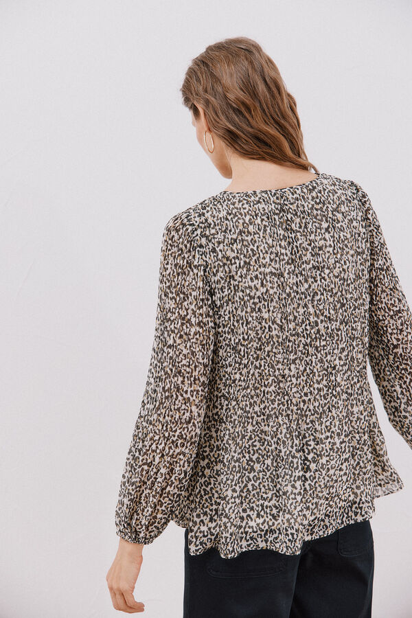 Cortefiel Pleated blouse Printed white