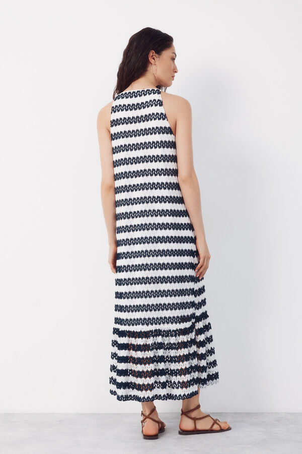 Cortefiel Vestido halter estructura Estampado azul