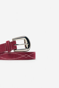 Cortefiel Essential leather belt with suede Beige