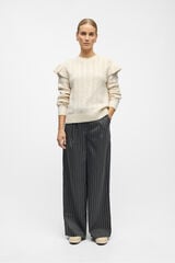 Object Camisola vazado com babados Branco