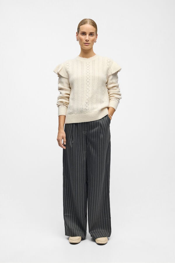 Object Camisola vazado com babados Branco