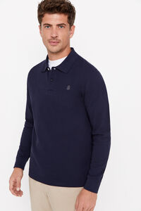 Cortefiel Essential long sleeved polo shirt Navy